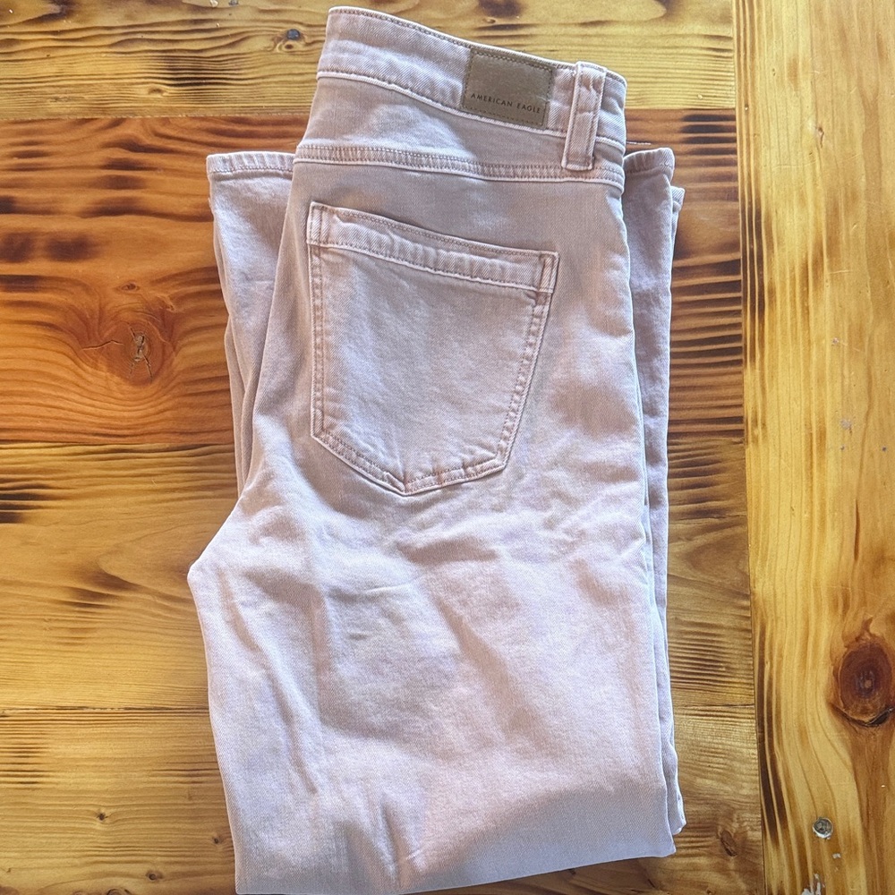 American Eagle Outfitters Light Pink High Waisted Flare, jeans Jeans